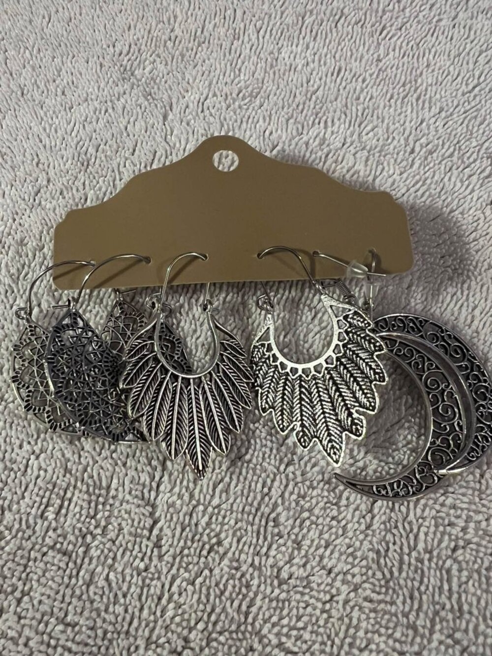 Fashion Jewelry - 3 Pairs of Silver Tone Dangle Earrings